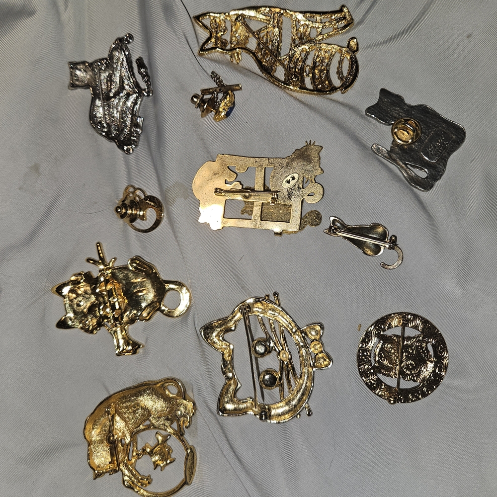 Gold and Silver Animal Brooch Set